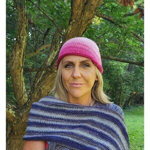 HANDMADE Roll Knit Pink Gradient Beanie Toboggan Hat Cap Unisex Women's Kid's